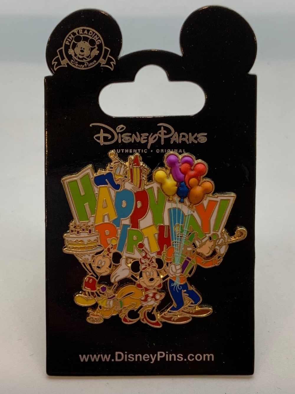 Disney Parks WDW Mickey and Minnie Mouse Happy Birthday Celebration Balloon Pin